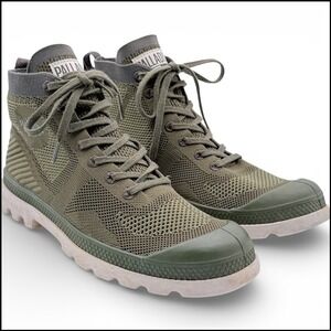 Palladium Pampa Hi Lite Knit Boots Olive Green Gorpcore Hiking Unisex M 8 W 9.5